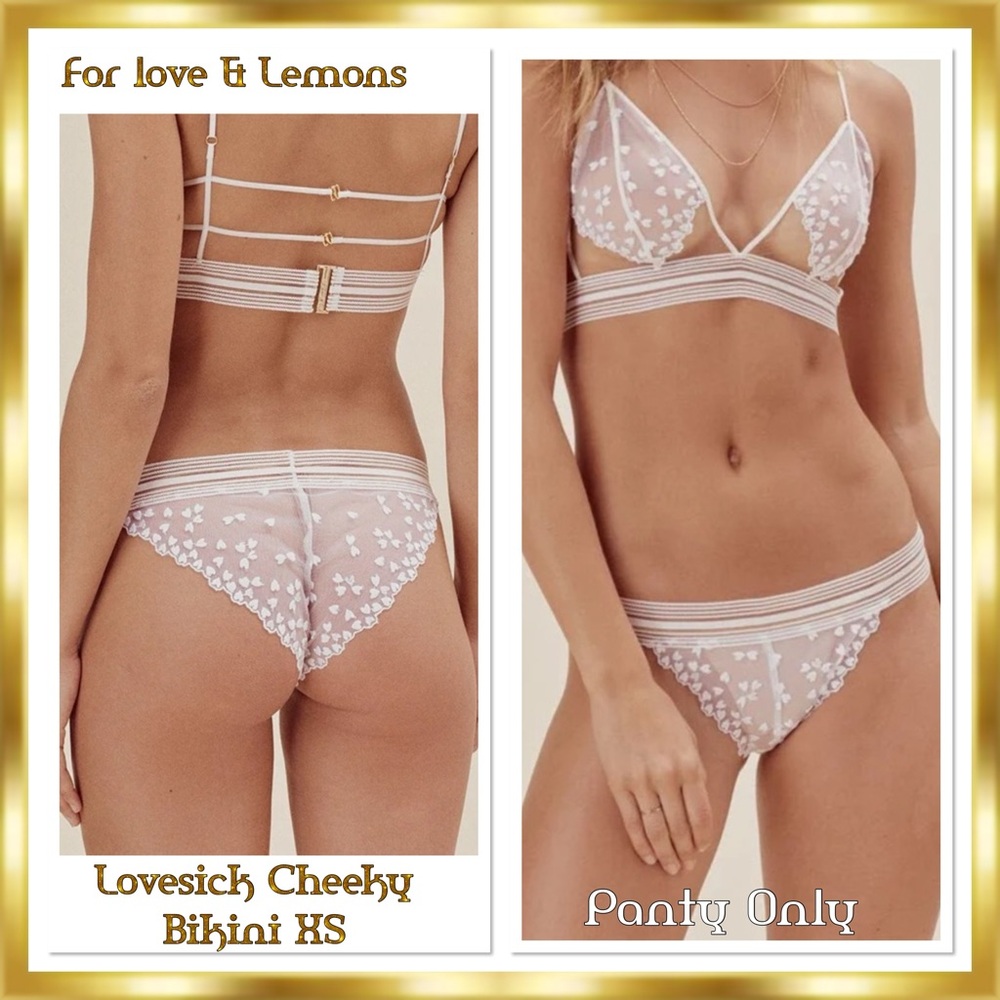 For Love & Lemons Lovesick Cheeky Panty Sheer & Rose embroidery XS stretch